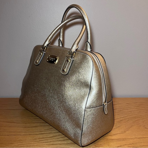 Michael Kors Gold Leather Cindy Dome Satchel - Picture 4 of 13